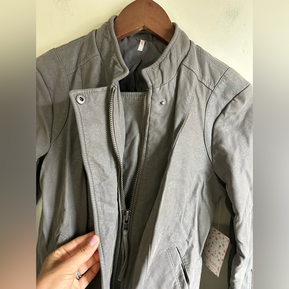 Free People Steel Mill Jacket Womens 4 Faux Suede Moto Gray Boho NWT Indie - Picture 4 of 13